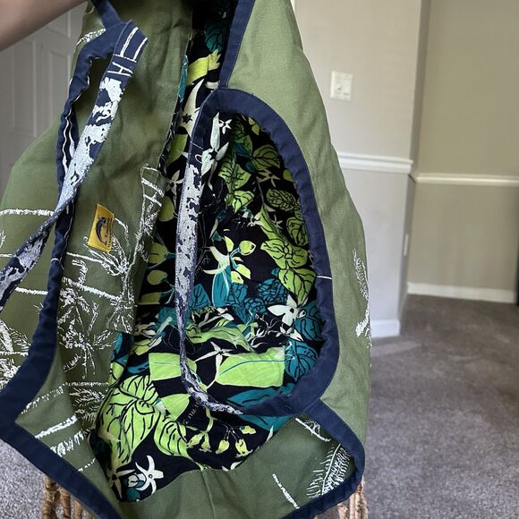Kealopiko Hawaii All Aloha Eke Nui Large Tote 100% Cotton Olive Green - Picture 10 of 12